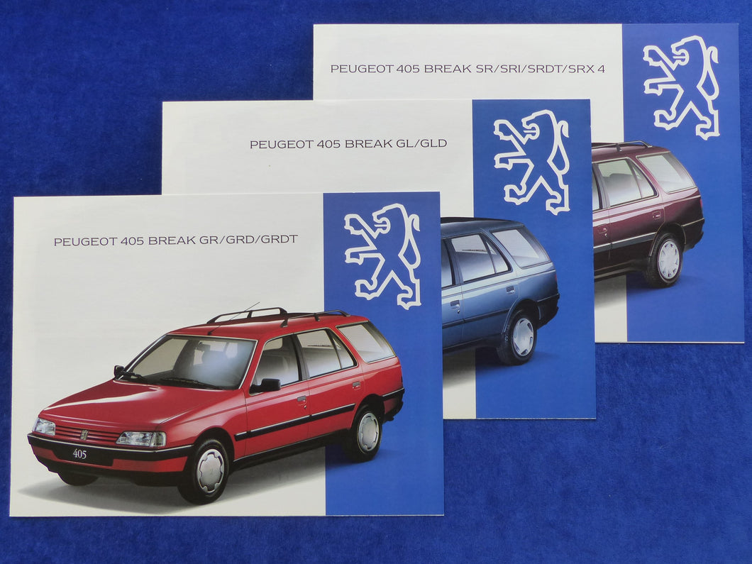 Peugeot 405 Break GL GR SR MJ 1994 - 3x Prospekt Brochure 07.1993