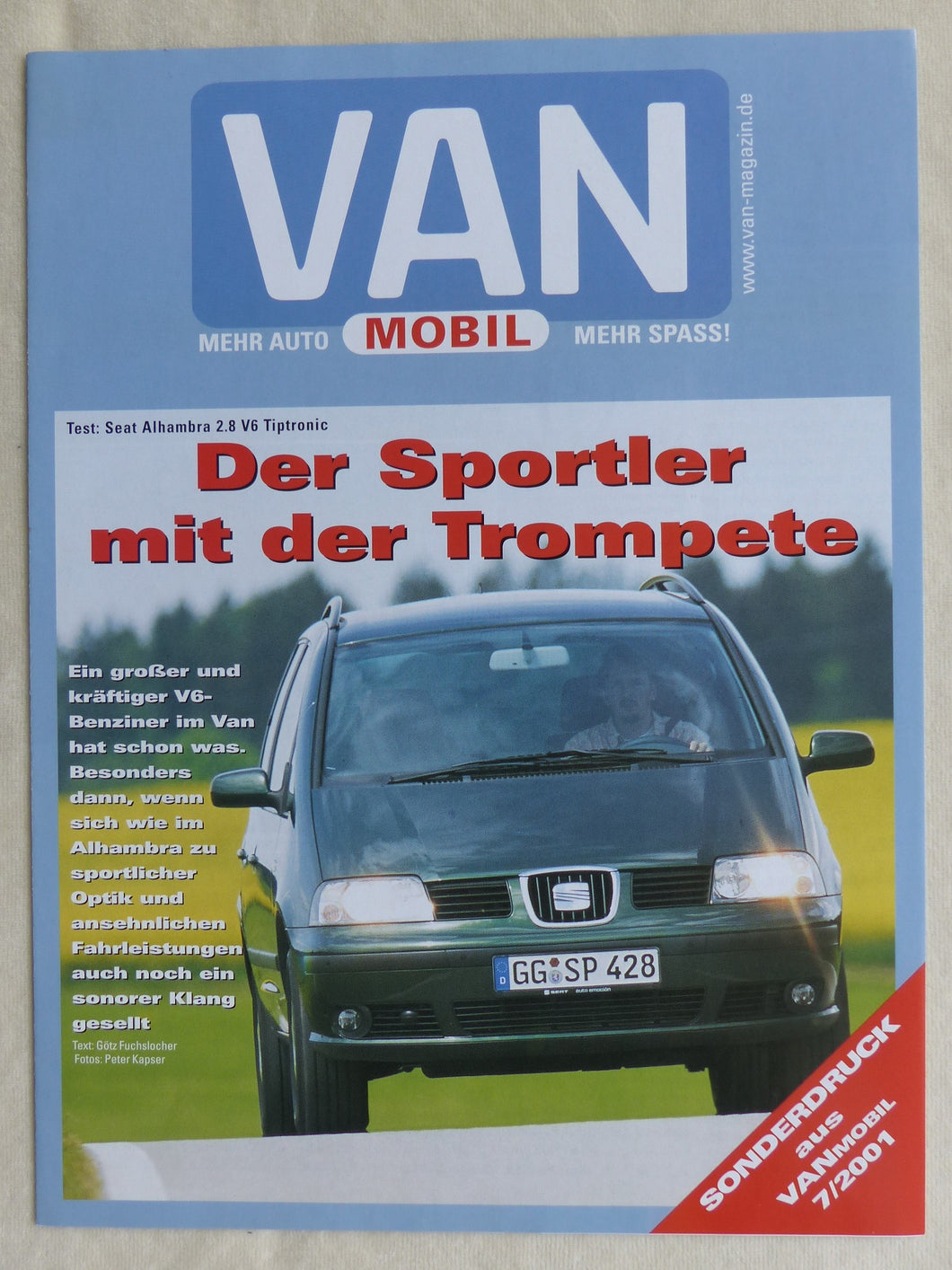 Seat Alhambra 2.8 V6 - Test - Sonderdruck VAN mobil 07/2001