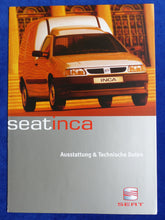 Lade das Bild in den Galerie-Viewer, Seat Inca - Daten &amp; Ausstattungen MJ 2001 - Prospekt Brochure 07.2000
