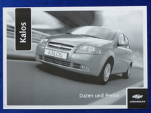 Lade das Bild in den Galerie-Viewer, Chevrolet Kalos - Preisliste MJ 2005 - Prospekt Brochure 02.2005
