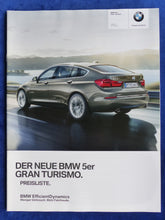 Lade das Bild in den Galerie-Viewer, BMW 5er GT Gran Turismo Typ F07 - Preisliste MJ 2014 - Prospekt Brochure 07.2013
