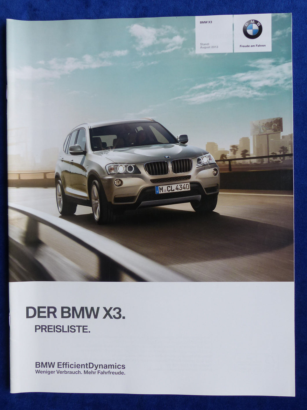 BMW X3 Typ F25 - Preisliste MJ 2014 - Prospekt Brochure 08.2013