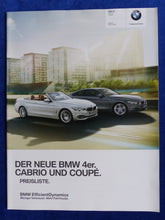 Lade das Bild in den Galerie-Viewer, BMW 4er Cabrio Coupe Typ F33 - Preisliste MJ 2014 - Prospekt Brochure 03.2014
