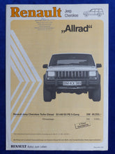 Lade das Bild in den Galerie-Viewer, Renault Jeep Cherokee Turbo Diesel Allrad - Prospekt Preisliste Brochure 03.1987
