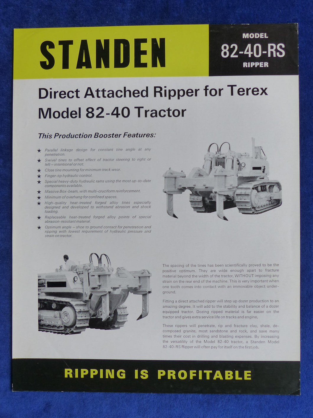 Ateco Standen Ripper Terex Model 82-40-RS - Prospekt Brochure GB England