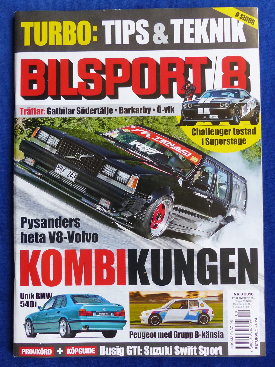 Bilsport Schweden Heft 8/2018 - Dodge Challenger Volvo 745 BMW 540i Suzuki Swift