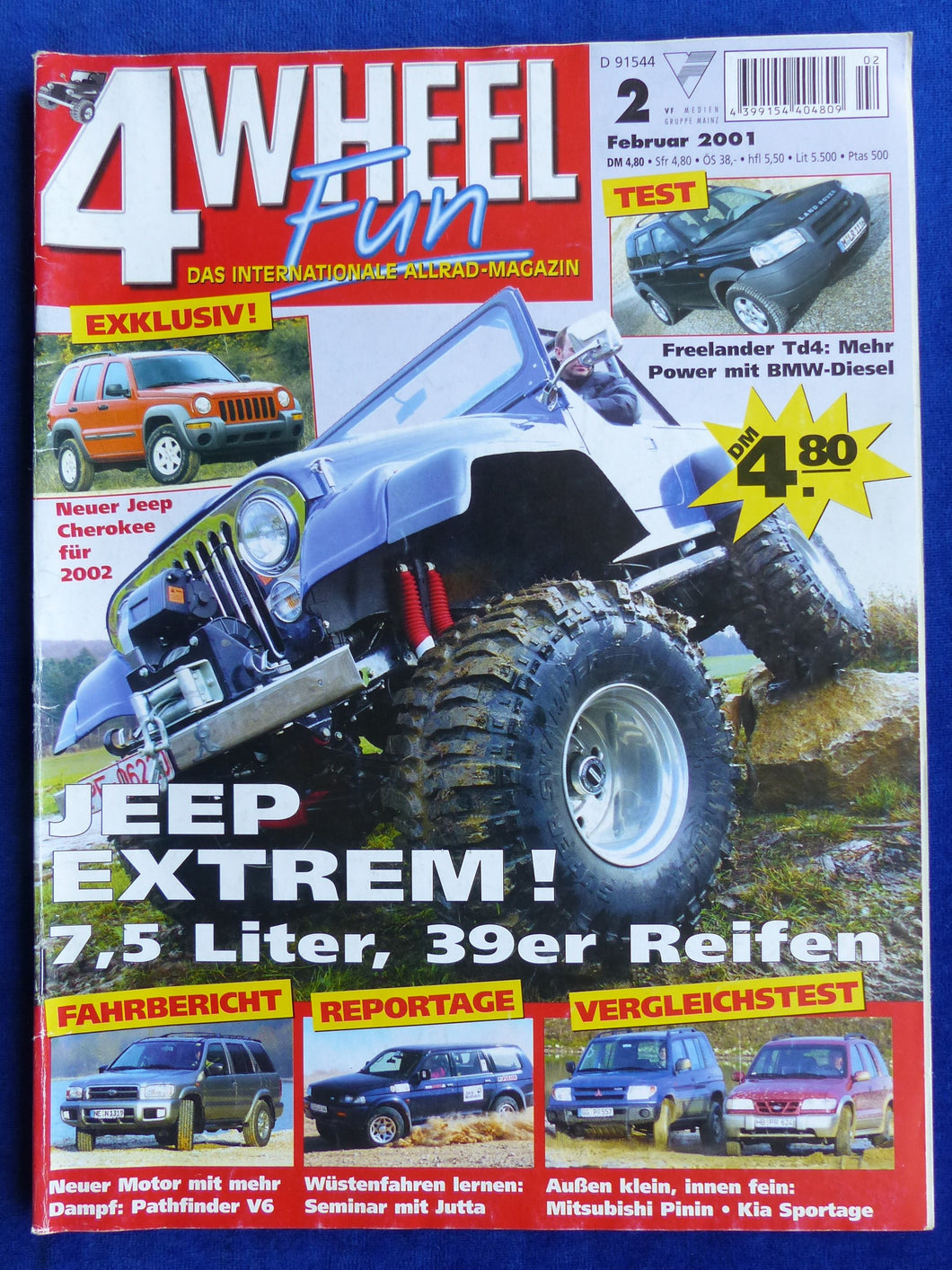 4 Wheel Fun Magazin 2/2001 - Jeep CJ7 Cherokee Land Rover Nissan Mitsubishi Kia