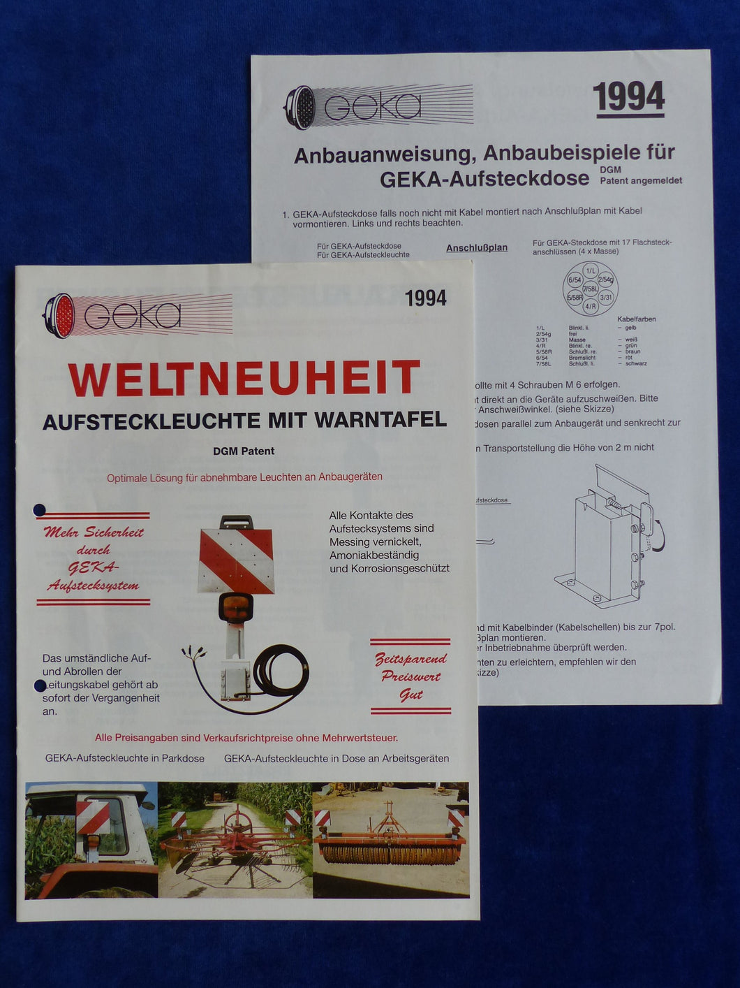 GEKA Aufsteckleuchte Aufsteckdose - Prospekt Brochure 1994