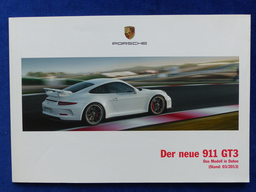 Porsche 911 GT3 Typ 991 - Preisliste MJ 2013 - Prospekt Brochure 03.2013