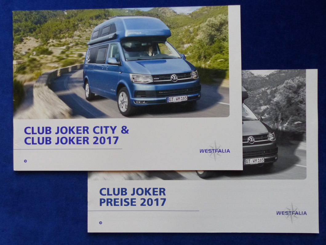 Westfalia Club Joker VW Bus T6 MJ 2017 - Prospekt Brochure + Preisliste 01.2017