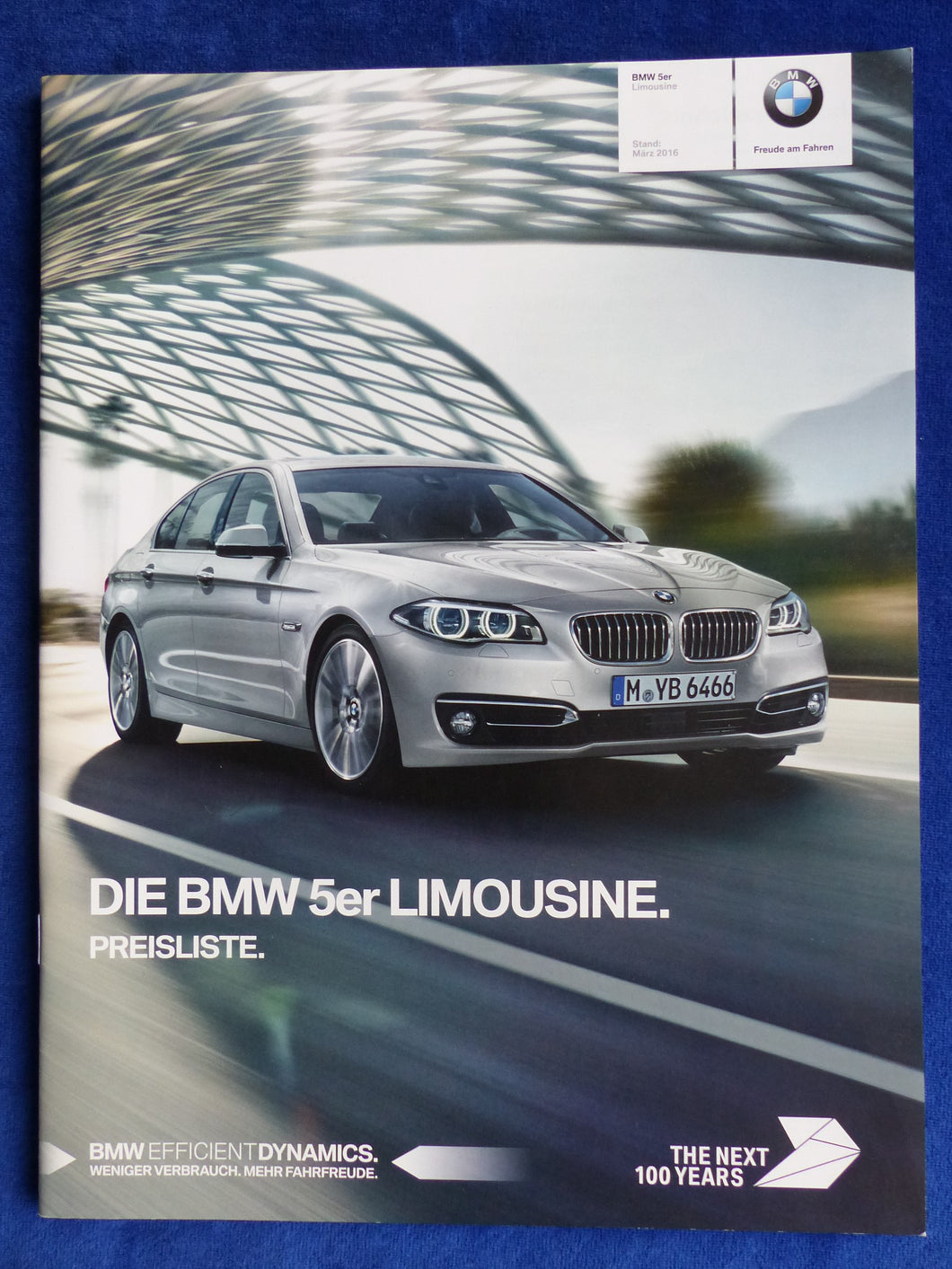BMW 5er Limousine M550d Typ F10 - Preisliste MJ 2016 - Prospekt Brochure 03.2016
