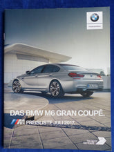 Lade das Bild in den Galerie-Viewer, BMW M6 Gran Coupe Typ F06 - Preisliste MJ 2018 - Prospekt Brochure 07.2017
