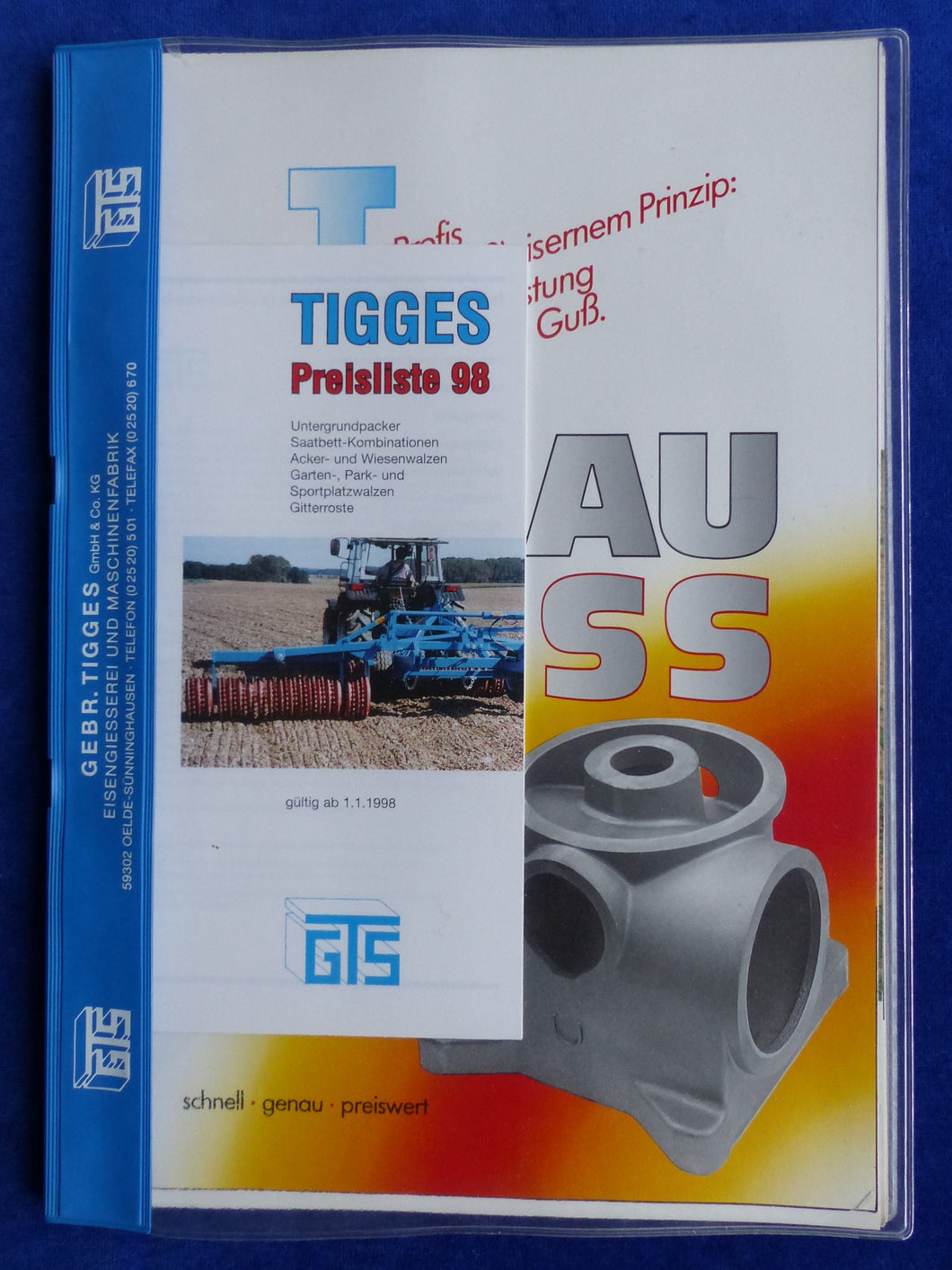 GTS Tigges Programm Bodenbearbeitung 1998 - Prospekte + Preisliste 01.1998