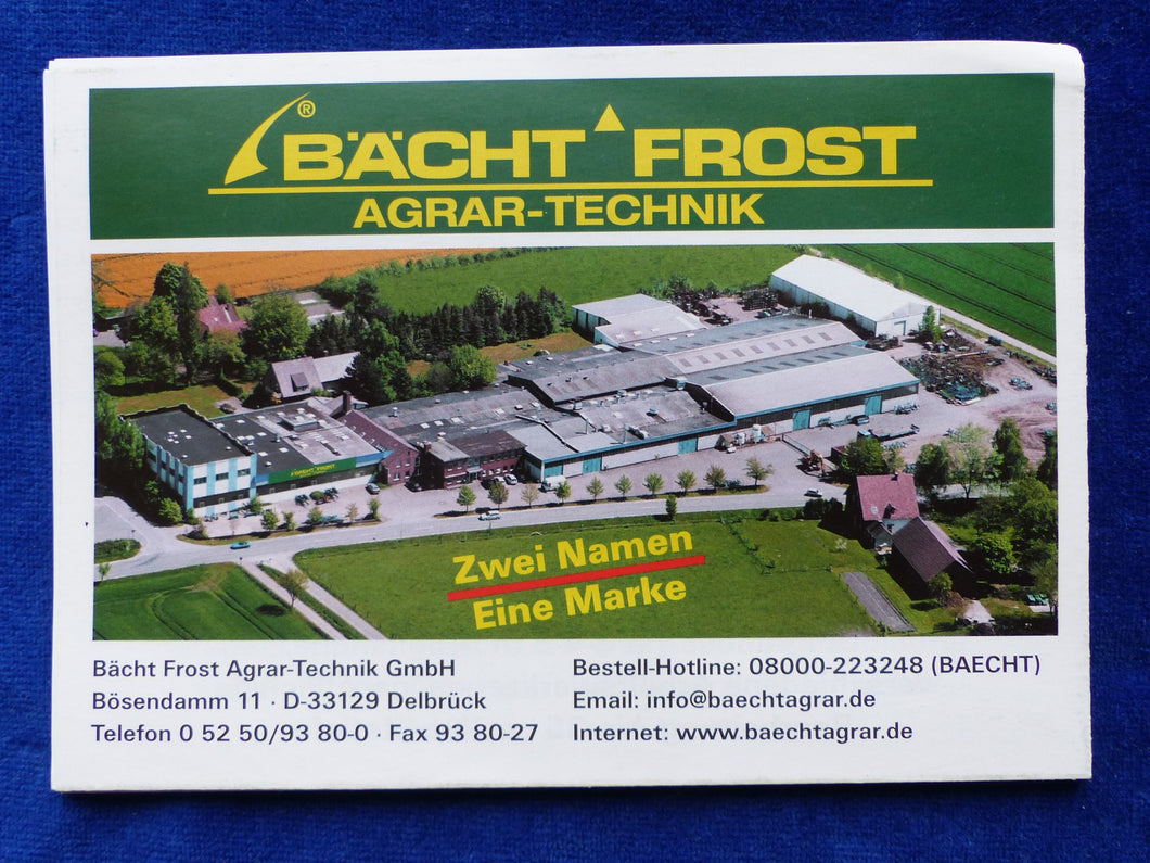 Bächt Frost Programm Sämaschinen Grubber Eggen - Prospekt Brochure 90er