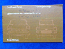 Lade das Bild in den Galerie-Viewer, Ford 1967 Transit &amp; Anglia - Price List - UK-Prospekt Brochure 09.1966 England
