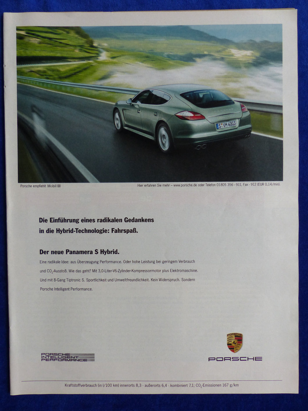 Porsche Panamera S Hybrid - Werbeanzeige Reklame Advertisement 2011