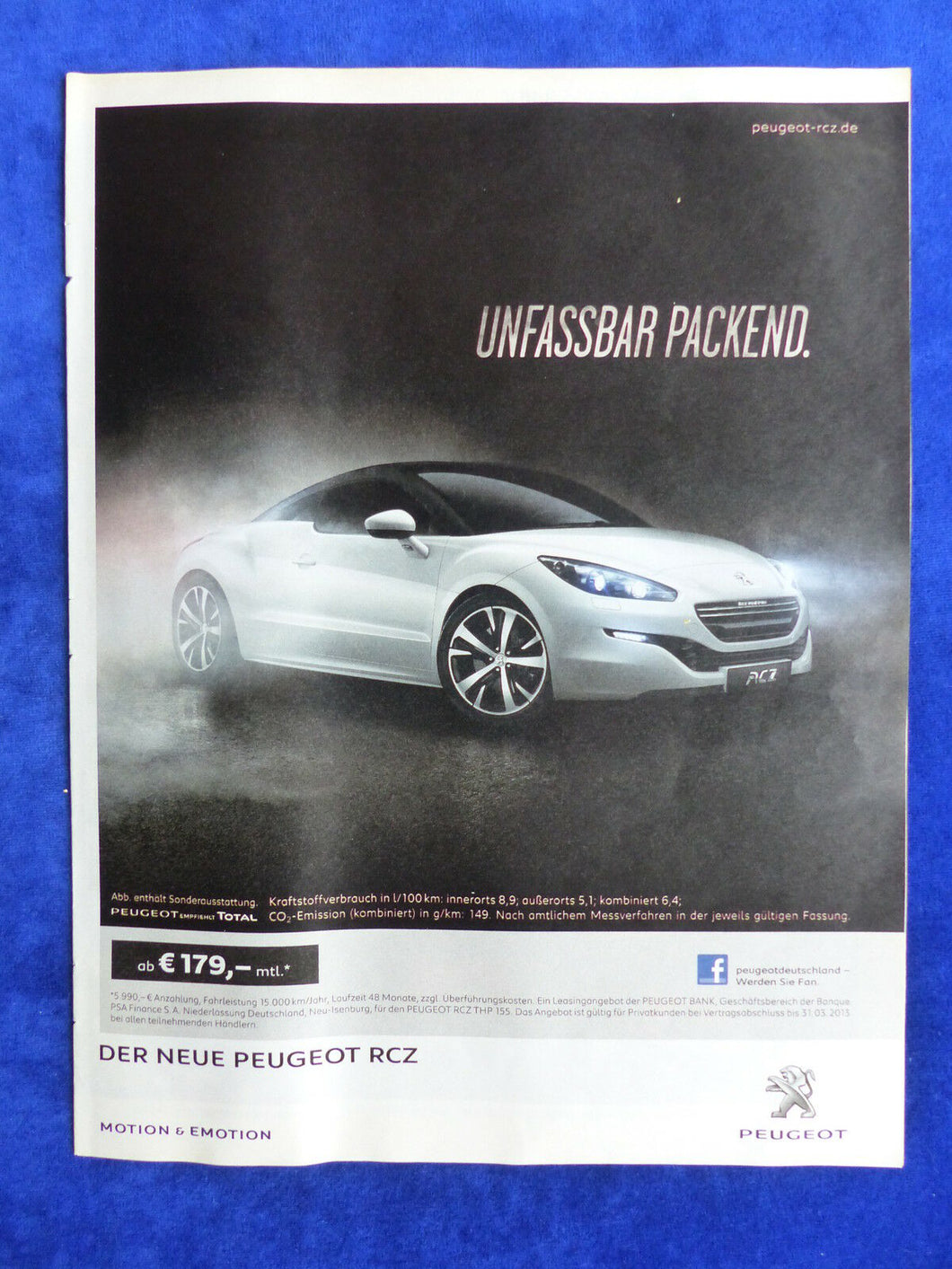 Peugeot RCZ - Werbeanzeige Reklame Advertisement 2013
