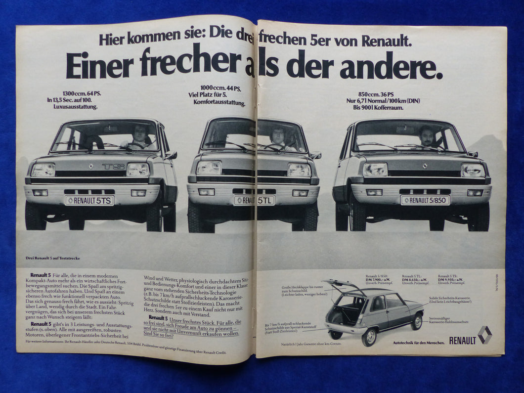 Renault 5 TS - Werbeanzeige Reklame Advertisement 1976