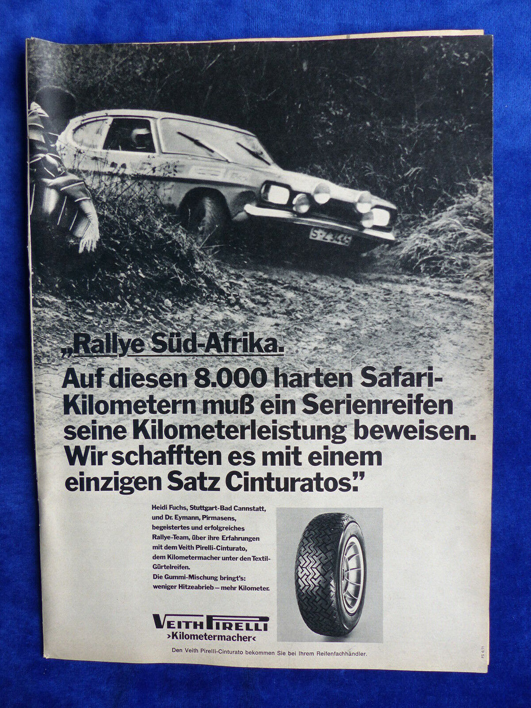 Veith Pirelli Cinturato Reifen - Werbeanzeige Reklame Advertisement 1971