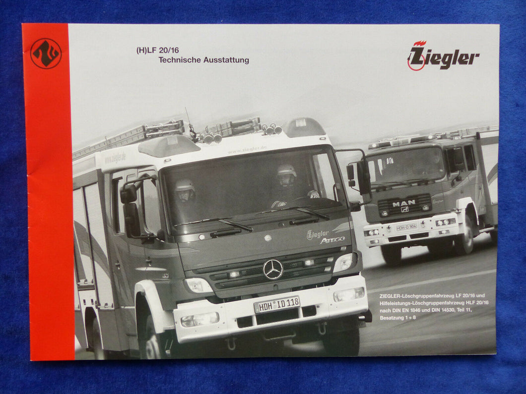 Ziegler Feuerwehr LF 20/16 auf MB Atego & MAN ME - Prospekt Brochure 10.2006