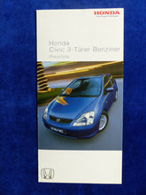 Lade das Bild in den Galerie-Viewer, Honda Civic 3-Türer Benziner - Preisliste - Prospekt Brochure 02.2003
