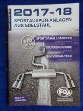 Lade das Bild in den Galerie-Viewer, Fox Edelstahl Sportauspuff Sportschalldämpfer exhaust 2018 - Prospekt 2017
