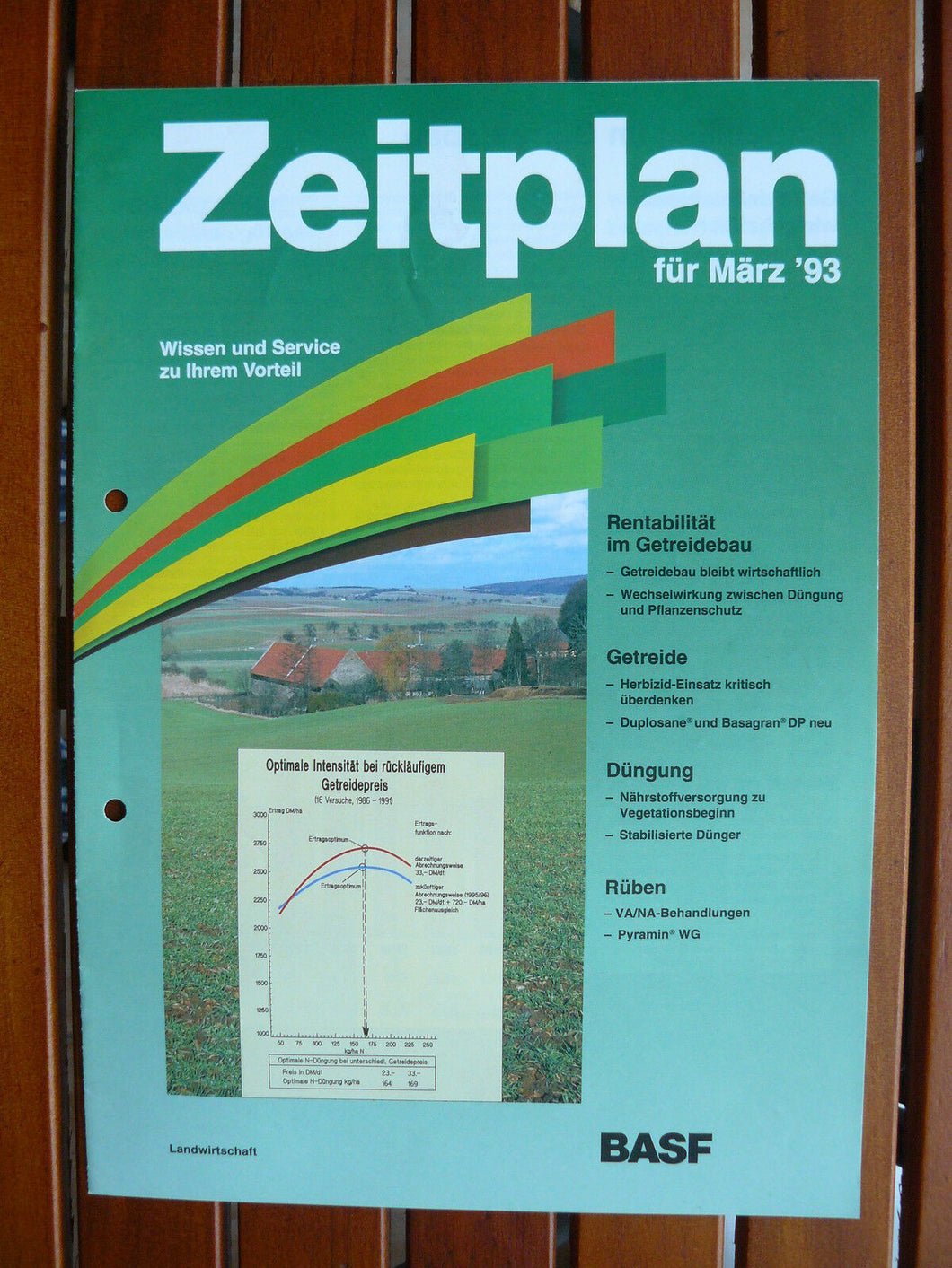 BASF Zeitplan für März 1993 - Getreide Rüben - Prospekt Brochure 02.1993