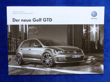 Lade das Bild in den Galerie-Viewer, VW Golf GTD - Preisliste MJ 2014 - Prospekt Brochure 06.2013
