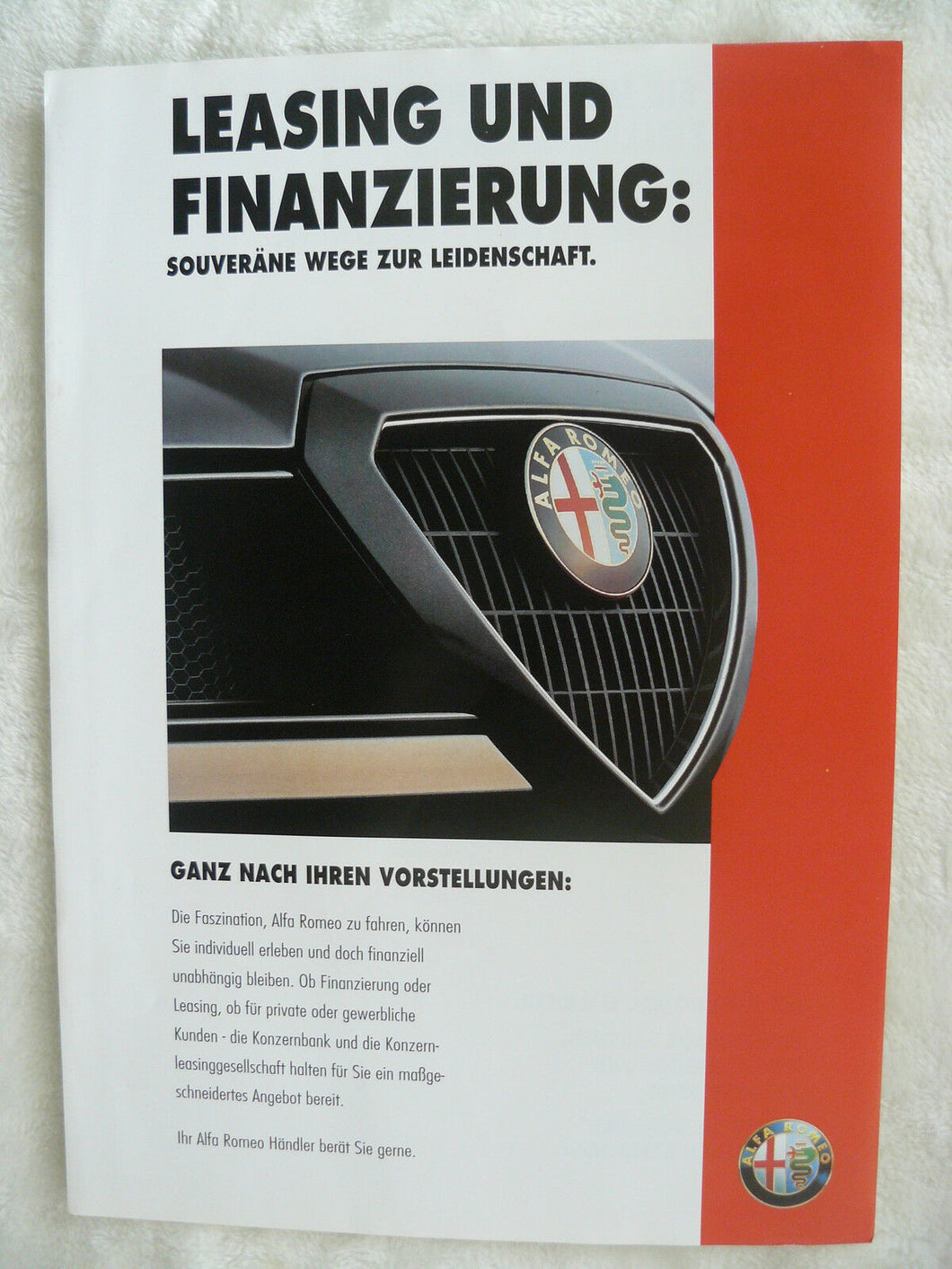 Alfa Romeo Leasing & Finanzierung - Prospekt Brochure 1996