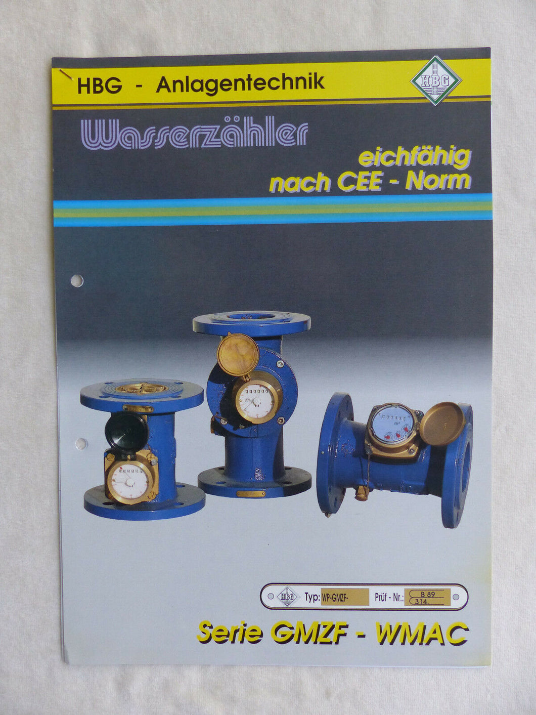 HBG Wasserzähler Serie GMZF WMAC - Prospekt + Preisliste 03.1994