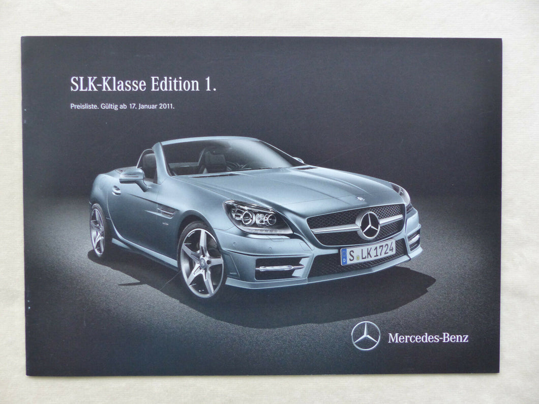 Mercedes-Benz SLK Edition 1 MJ 2011 - Prospekt Preisliste Brochure 09.2010