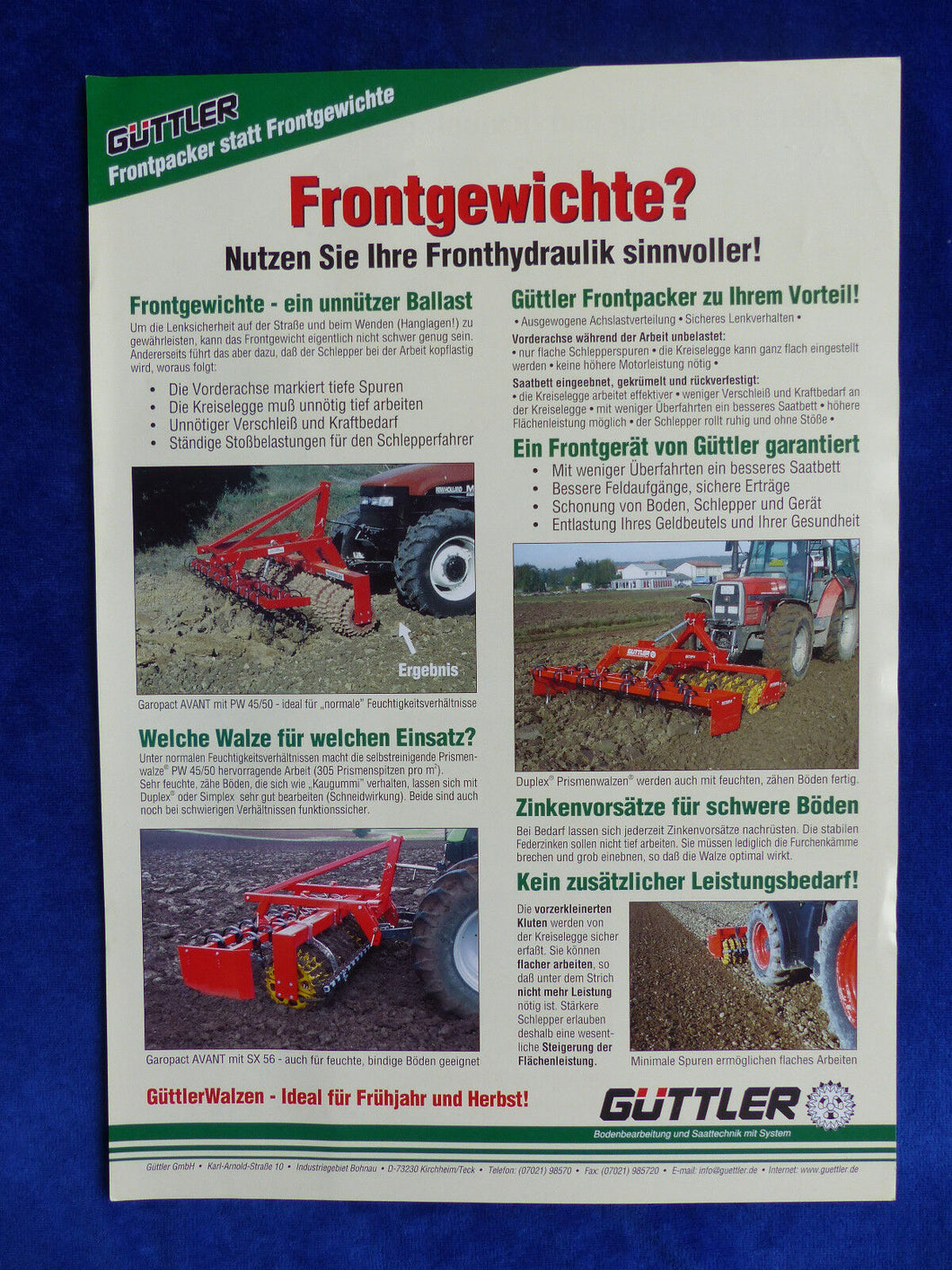 Güttler Frontpacker statt Frontgewichte - Prospekt Brochure 04.2002