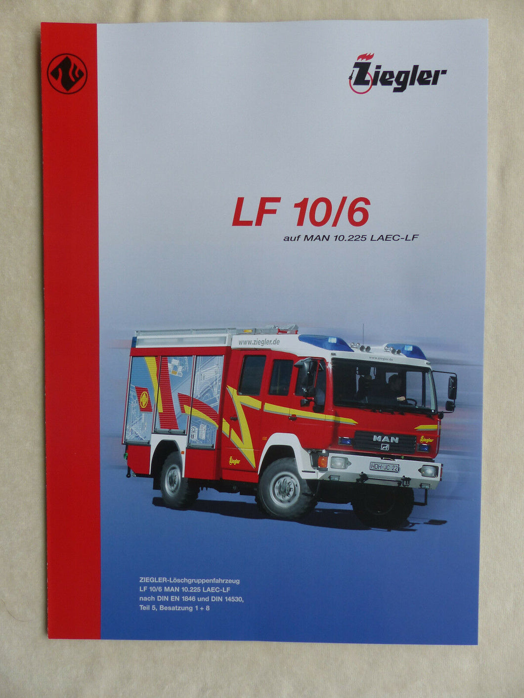 Ziegler Feuerwehr Löschfahrzeug LF 10/6 auf MAN LAEC - Prospekt Brochure 05.2006