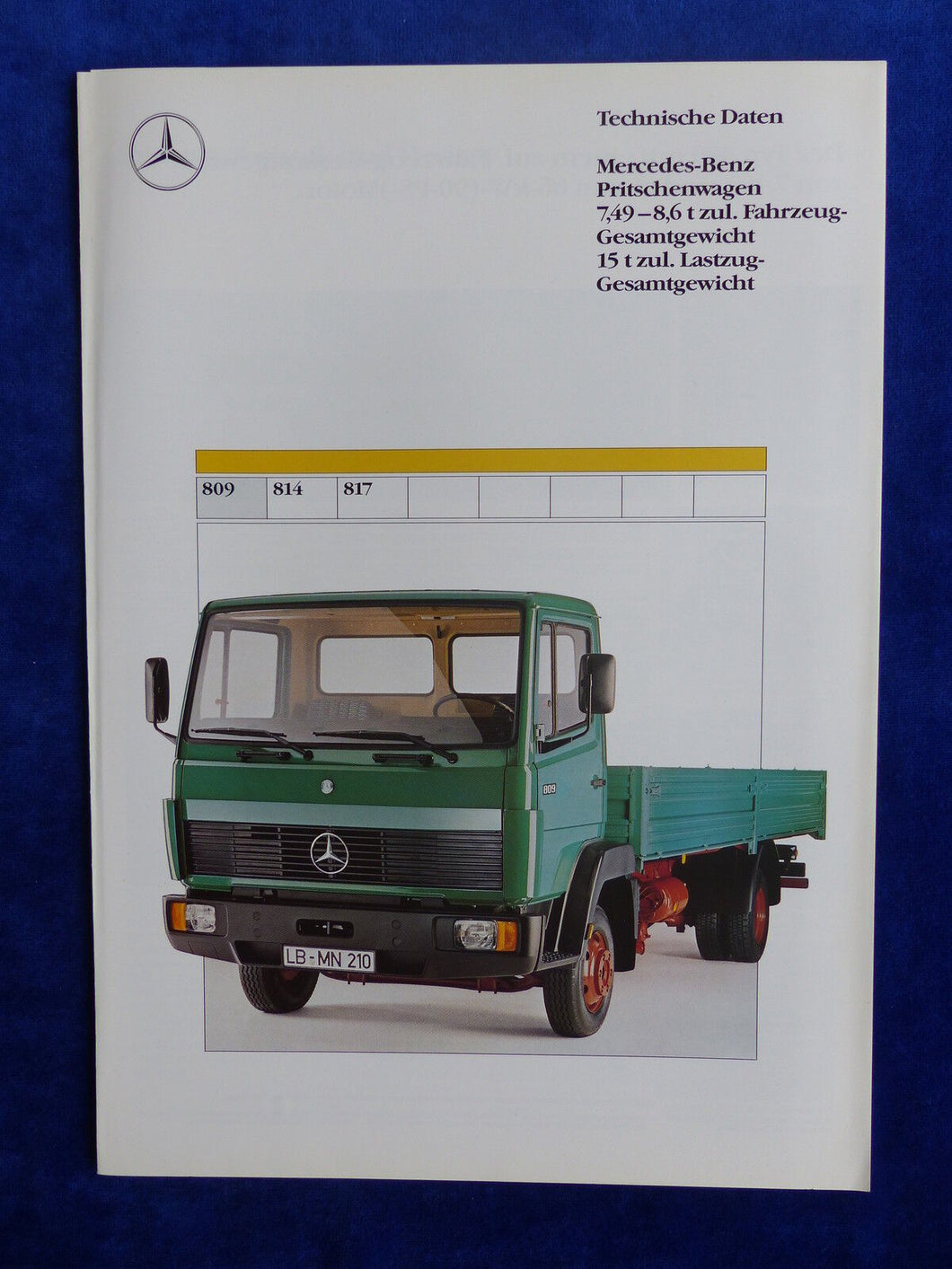 Mercedes-Benz LKW Pritschenwagen 809 MJ 1991 - Prospekt Brochure 07.1990