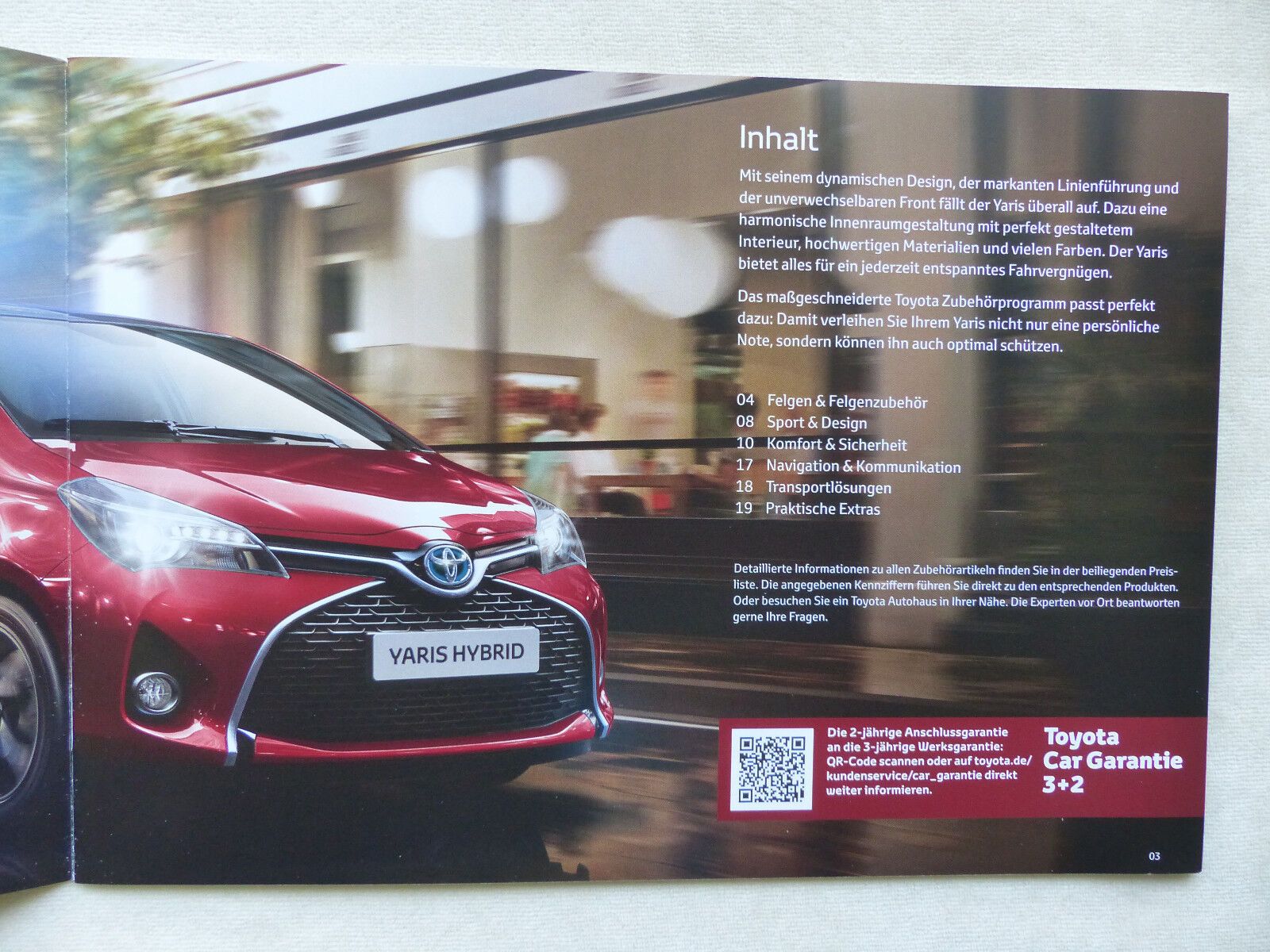 Toyota Yaris Zubehör - Prospekt Brochure + Preisliste 04.2016